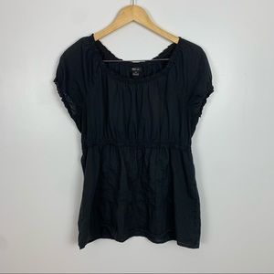 Style & Co Black Flowy Short Sleeve Blouse Sz 12